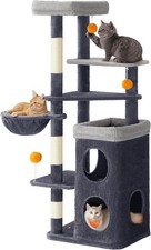 Cat Tree 60-Inch Cat Tower Multiple-Level Plush Condo W/ 2 Caves 3 Scratching Po