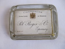 CENDRIER PUBLICITAIRE CHAMPAGNE POL ROGER  EN VERRE