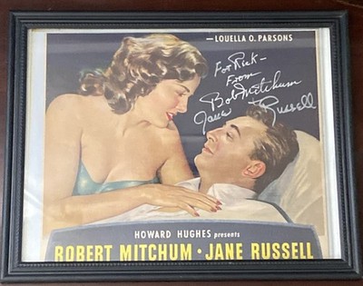 Vintage 1951 His Kind Of Woman Robert Mitchum Jane Russell Ad With Signatures