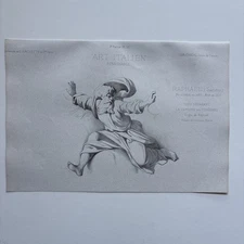 Antique Renaissance Engraving 1868 Raphael’s ‘Separation of Light and Darkness