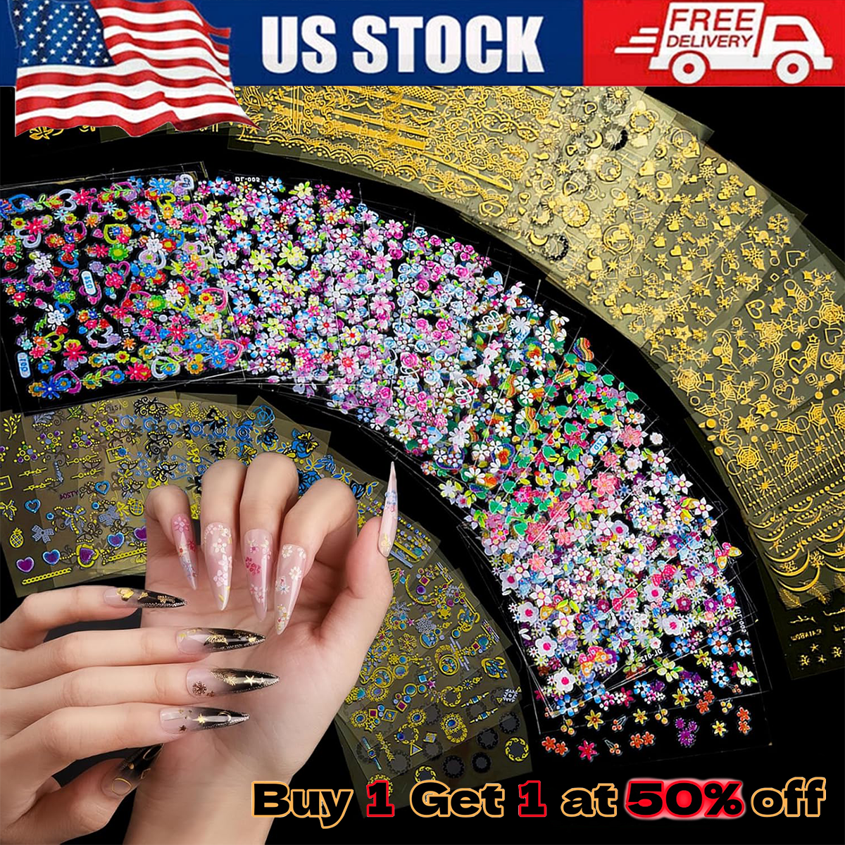30pcs Wearable Fake Nail Colorful Designs Press On Long Cover Coffin False Nails
