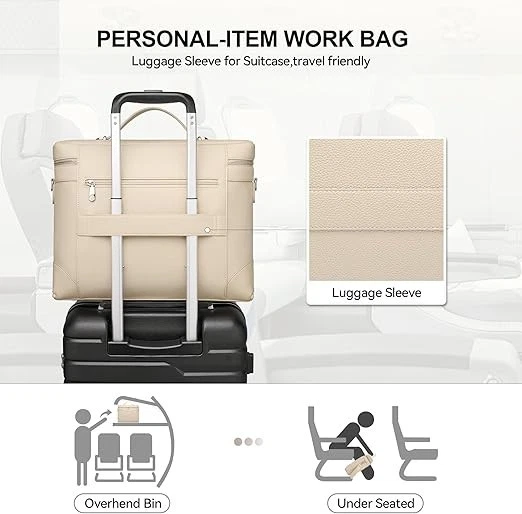 Bolso para portátil para mujer Bolso de trabajo Maletín de cuero Bolso mensajero para negocios Foto 4 de 4