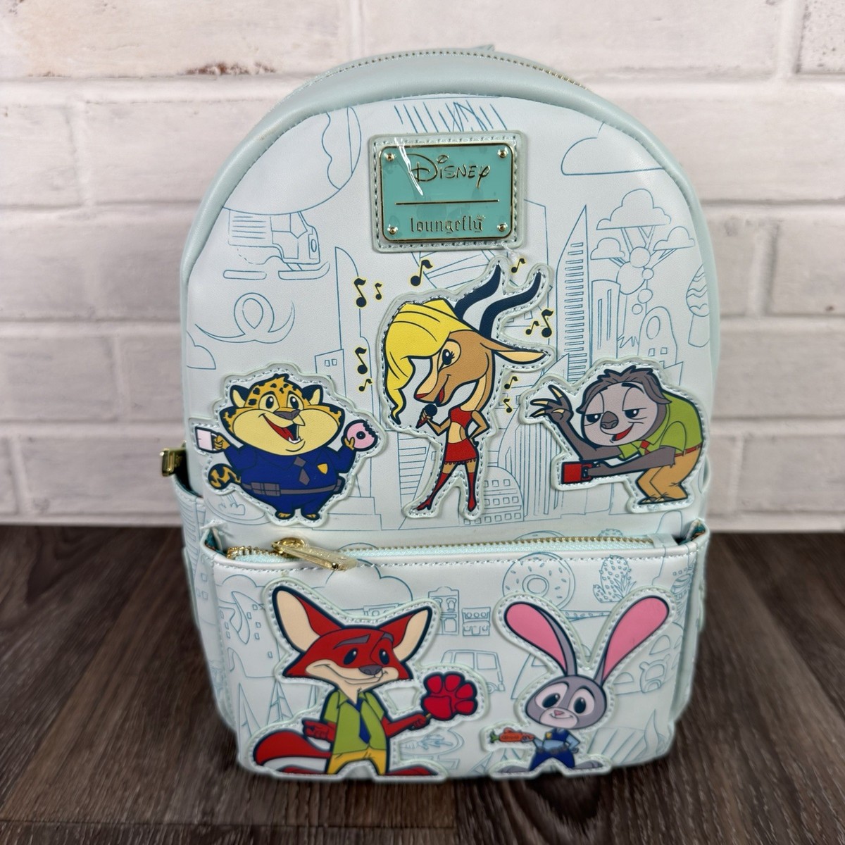 Loungefly Disney Zootopia Chibi Characters Outline Mini 