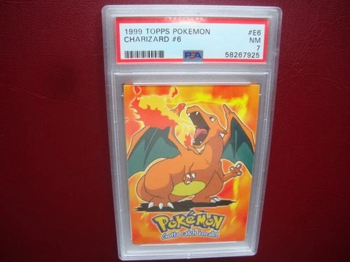 1999 TOPPS POKEMON TV CHARIZARD card # e6 PSA 7 Nm
