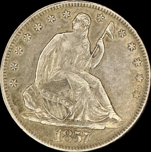 1857 Seated Liberty Silver Half Dollar 50c XF Condition