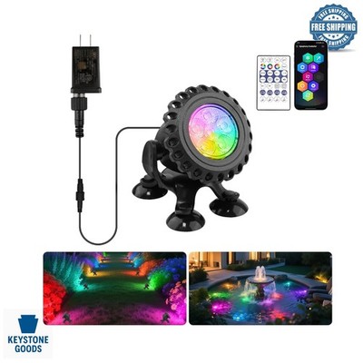 RGB LED Pond Light with App Control, Waterproof Underwater Fountain & Landsca...