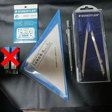 Staedtler Drafting Mechanical Compass Triangular Ruler Set 925-55 #ccd6ce