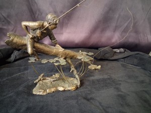 Mark Hopkins Bronze “Fishing Hole” 1997 Signed Limited Edition Sculpture