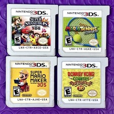 Mario 3DS Games Lot Bundle - Super Smash Bros, DK Returns, Mario Maker, Tennis