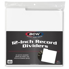 BCW 12-Inch Vinyl Record Dividers - 25 Pack - White