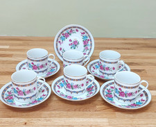 Set of 6 Chinese Floral Expresso/ Coffee Cans & Saucers Vintage Demitasse Cups