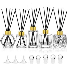 Diffuser Glass Bottles Set of 5 DIY Empty Clear Glass Fragrance Bottle with G...