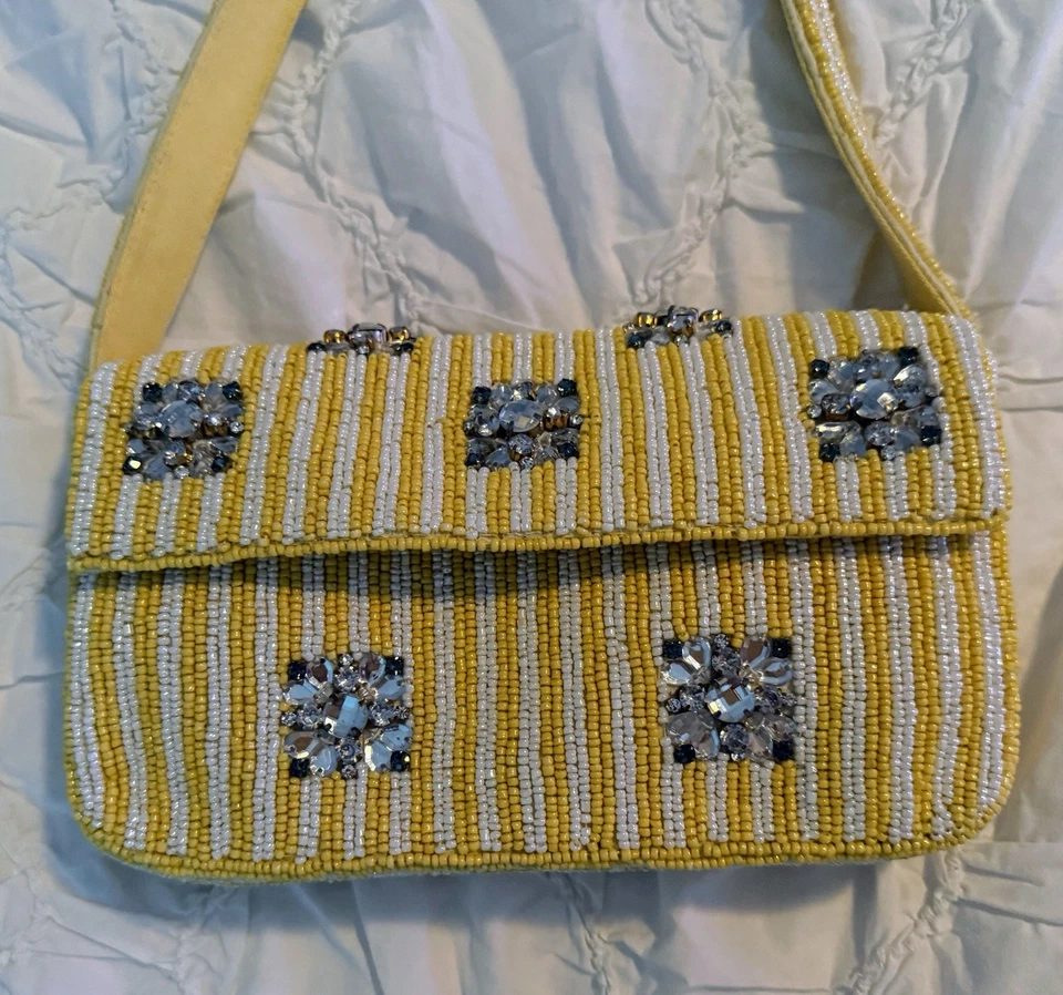 Bolso Anthropologie The Fiona con cuentas: edición geométrica amarillo claro estrás Foto 4 de 4