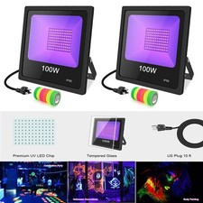2 Pack LED UV Black Light 100W DJ Music Stage Halloween IP66 Outdoor Party Lamp