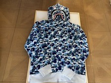 Authentic A Bathing Ape Bape ABC Camo Shark Full Zip Hoodie Blue XL New
