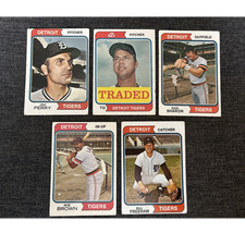 Topps (5) Card Lot Detroit Tigers 1974 - Perry Ray Sharon Brown Freehan 15