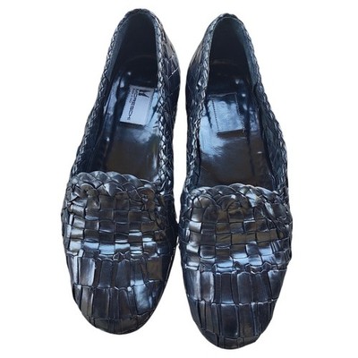 Moreschi Black Leather Woven Loafers Shoes Men's Size 8.5 Made In Italy
