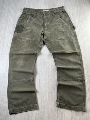 Carhartt B342 Double Knee Ripstop Cargo Arbeitshose 33x30 Moosgrün DFE Vintage