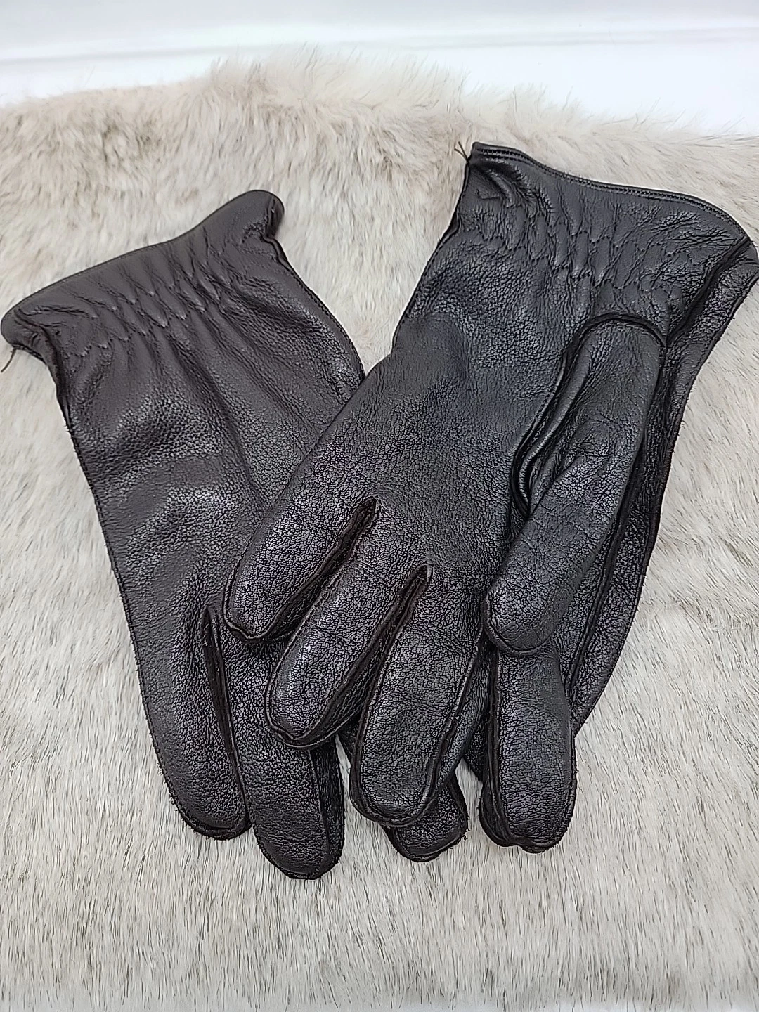 Vintage Portolano Men’s Brown Leather Gloves Cashmere Lined Size XL