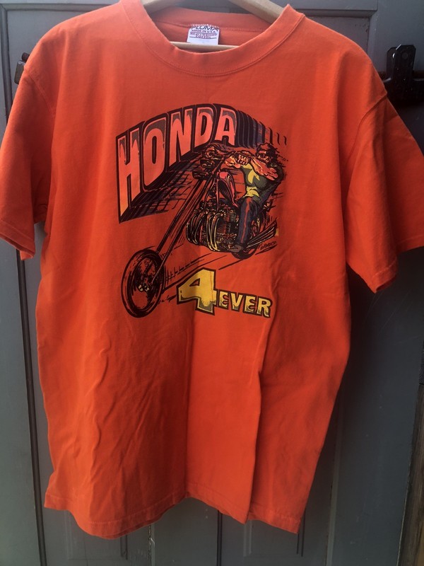 Vintage HONDA 4 EVER ROACH Day Glo T Shirt CHOPPER Biker Medium
