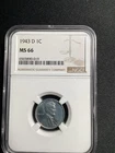 Beautiful High Grade 1943-D Lincoln Cent.  NGC GRADED MS66