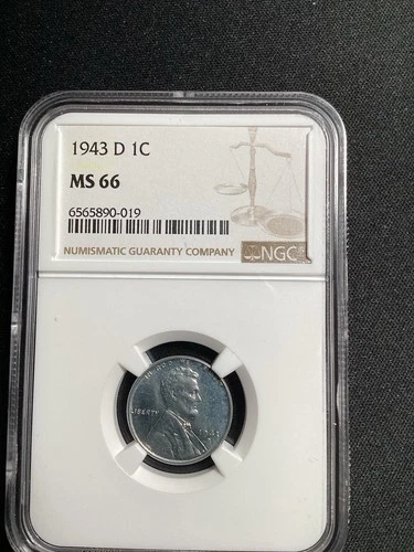 Beautiful High Grade 1943-D Lincoln Cent.  NGC GRADED MS66