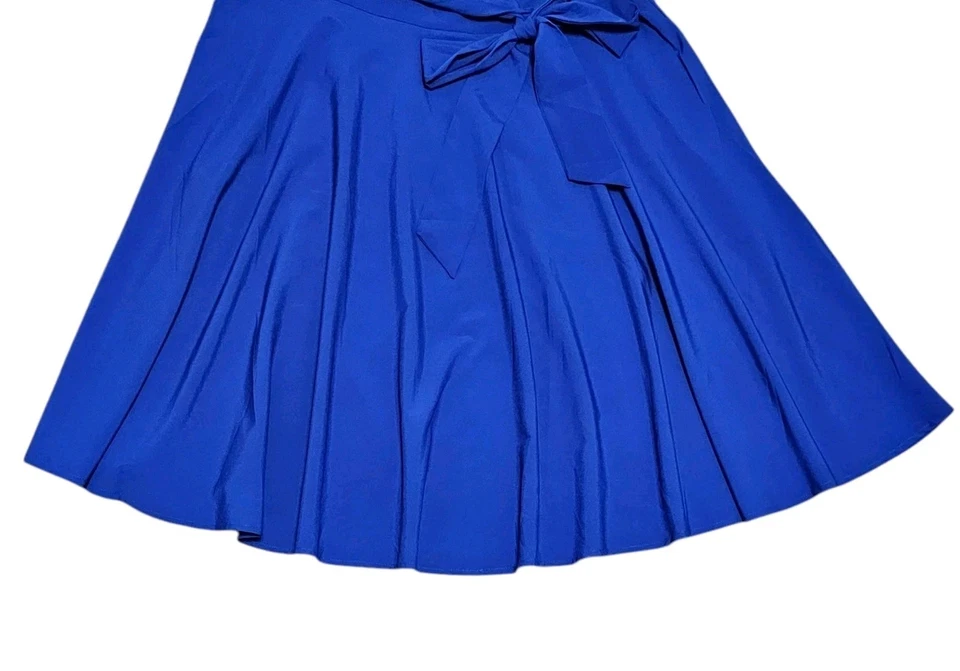 Falda midi Belle Poque para mujer azul real con lazo en la cintura y cremallera - talla 2XL Foto 3 de 4