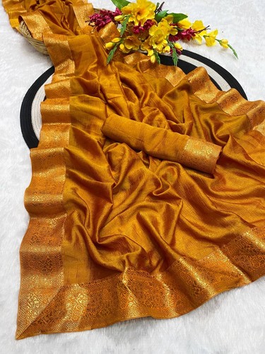 Indian Style Rangoli Silk Saree With Blouse For Wedding & Function Wear - Picture 5 of 9