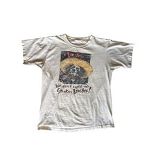 Vintage 1992 Big Dogs Mexican Western Single Stitched White Medium T-Shirt