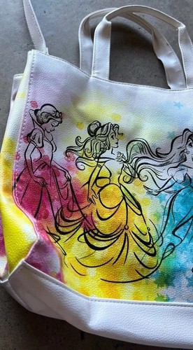 Borsa Tote Disney Parks Principesse Originali Acquerello Pelle Bianca Multicolore - Foto 8 di 15