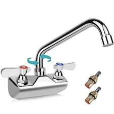 Leak-Free Commercial Kitchen Sink Faucet 4 Center with 10" Swivel Spout, Bar...
