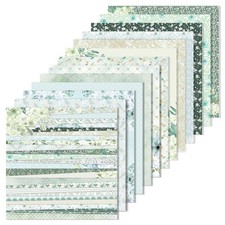 24 Sheets 12x12 Inch Floral Scrapbook Paper Double Sided Green Pattern