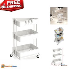 Modern White 3-Tier Heavy Duty Rolling Cart - Effortless Organization Anywhere