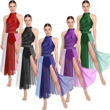 Damen Turnanzugkleid Eiskunstlauf Tanzbekleidung Zeitgenössisch Kleid Bühne