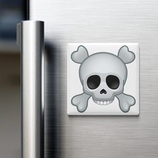 Skull and Crossbones Emoji Fridge Magnet 2x2 Made in USA