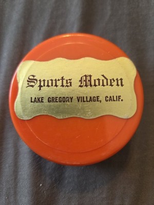 Vintage Orange Plastic Collapsible Flat Travel Cup. Take away u s a.