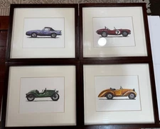 Rare Pottery Barn Kids Cars Framed Print Set Of 4 2012