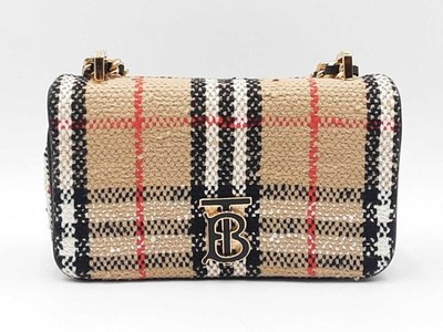 Burberry Mini Lola Crossbody Bag In Vintage Check Bouclé Tweed