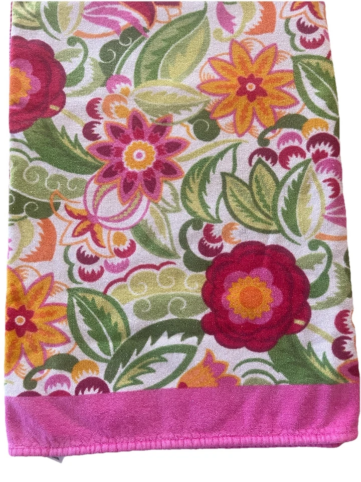 Pottery Barn Large Pink Floral Pool Beach Towel - Image 3 of 4