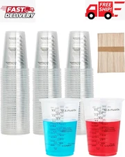 100 PACK Plastic Measuring Cups, 8 oz Disposable Mixing 100 Count (Pack of 1)
