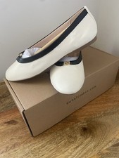 Image of Dune London Cream Honestly Branded Mini Trim Ballet Flat Shoes Leather Size UK 3