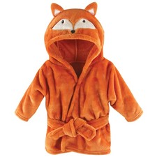 Hudson Baby Unisex Plush Animal Face Bathrobe, Fox, 0-9 Months, Fox