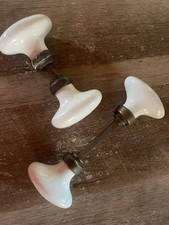 2 paires poignées porte porcelaine Céramique laiton vintage anciennes déco rétro
