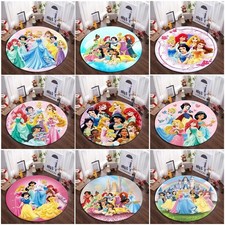 Kids Disney Princess Round Floor Mat Boys Girls Bedroom Carpet Chair Area Rug