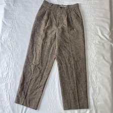 Yves Saint Laurent Vintage Silk Wool Trousers Women's Pre-Owned Brown Size 34