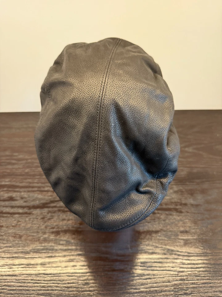 Sombrero Stetson Para Hombres 59 Cuero Negro Quilcene Newsboy Gorra Plana Hecho en Alemania Foto 2 de 4