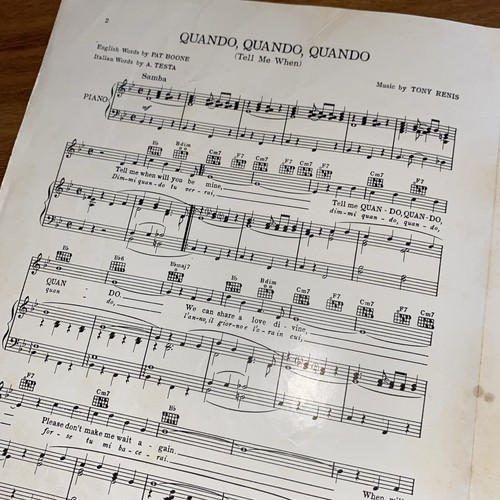 Vintage Sheet Music: Quando Quando Quando - Pat Boone - Picture 2 of 4