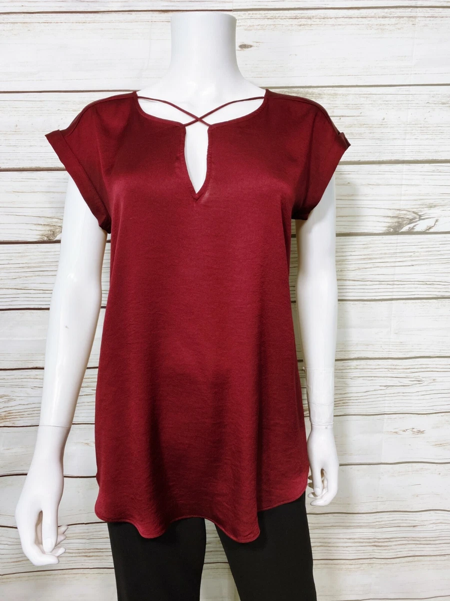 Express Womens Tunic Size M Burgundy Short Sleeve Top