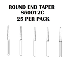 Premier Dental SOLO Premium Diamond Burs ROUND END TAPER 850012C 25pcs USA