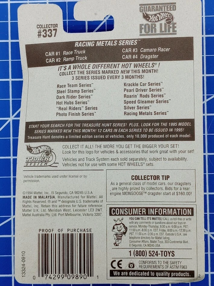 Camión de rampa Hot Wheels Racing Metals Series camión fundido a presión #337 azul #2/4 nuevo Foto 3 de 3
